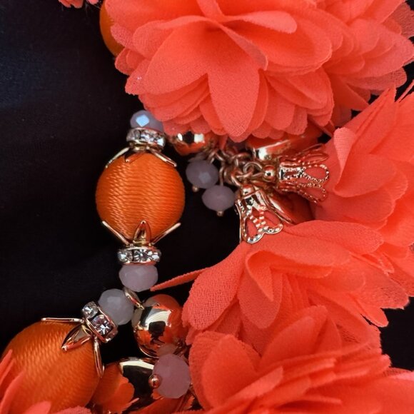 2 PC Lilly Pulitzer Orange Floral Statement Necklace Earring SET NEW - Picture 9 of 16